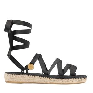 Alighieri Black Lion Medallion embellished grosgrain espadrilles sandal SZ 7